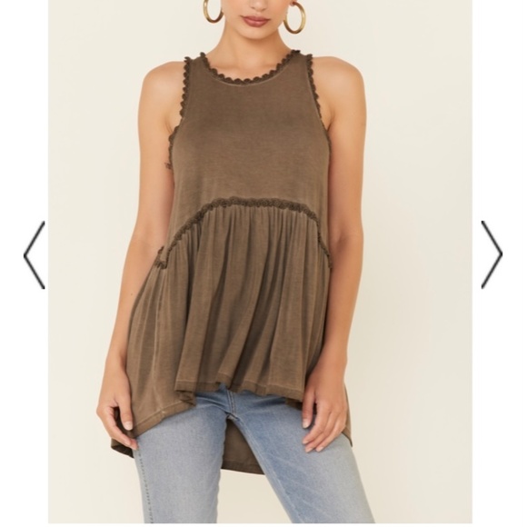 POL flowy Olive green baby doll tank Size Medium - Picture 1 of 4
